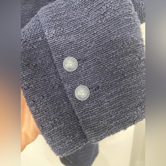 L'AGENCE Chamberlain Boucle Tweed Blazer Jacket Navy Blue Size 14 - Picture 5 of 11